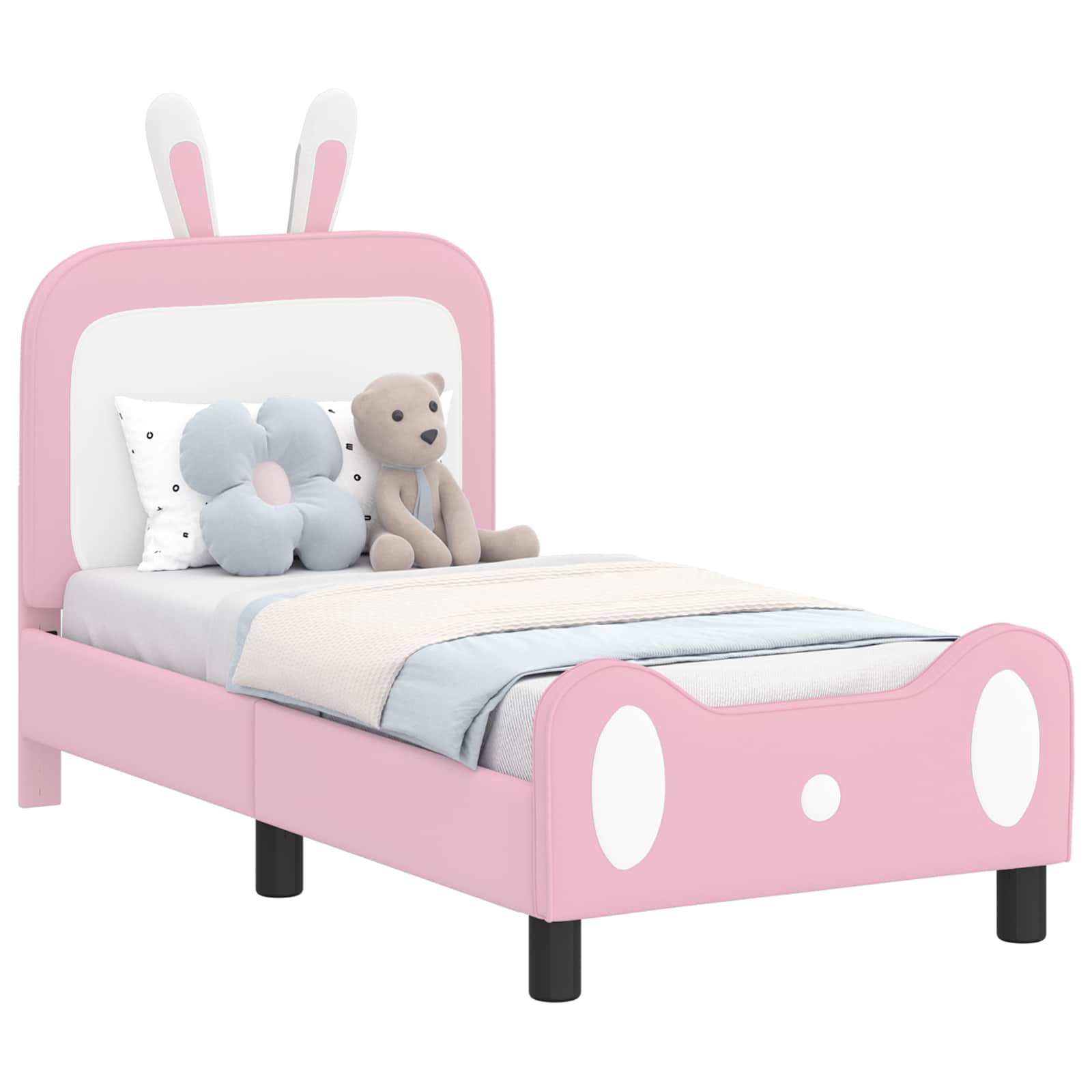 Struttura letto per bambini con testata Rosa 70 x 140 cm PU | homemem39