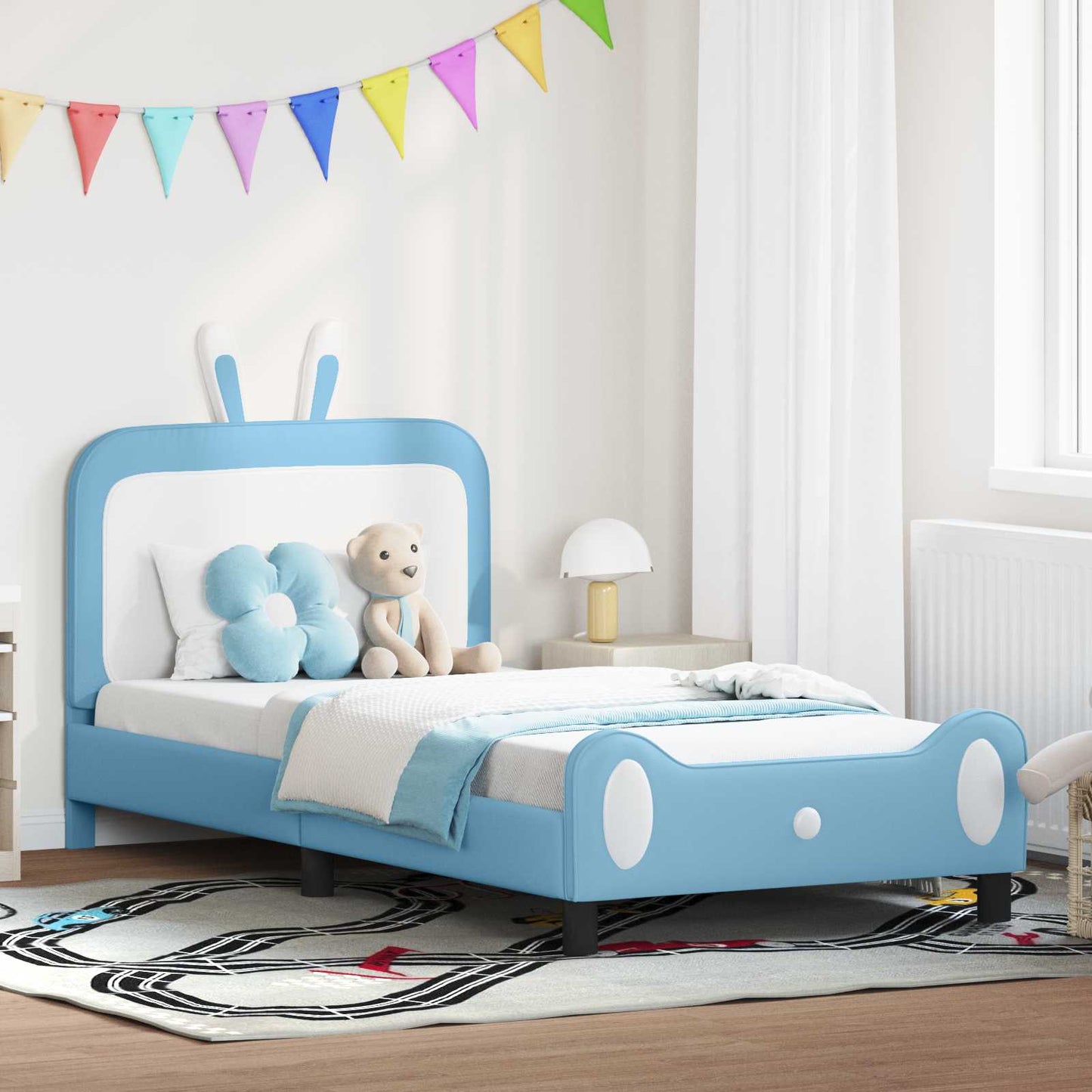 Struttura letto bambini con testata Blu 80 x 200 cm PU | homemem39
