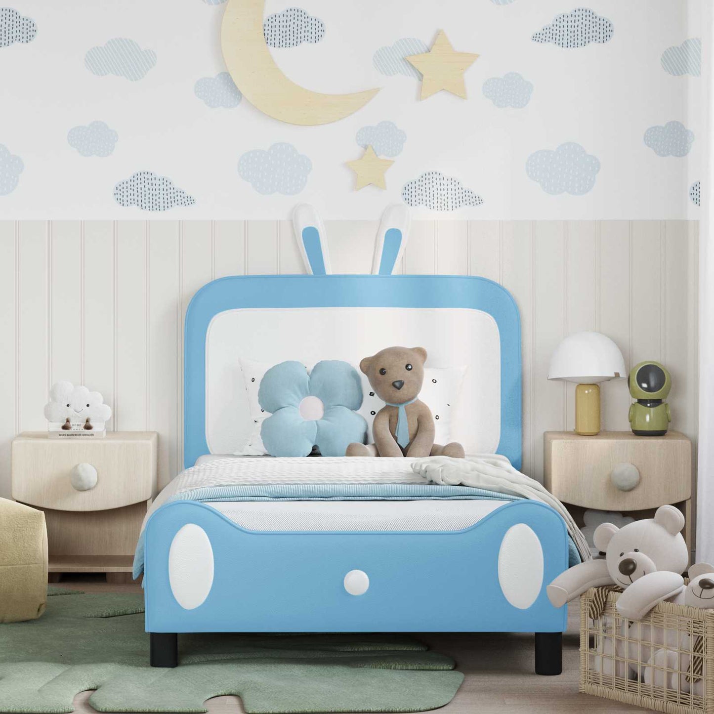 Struttura letto bambini con testata Blu 80 x 200 cm PU | homemem39