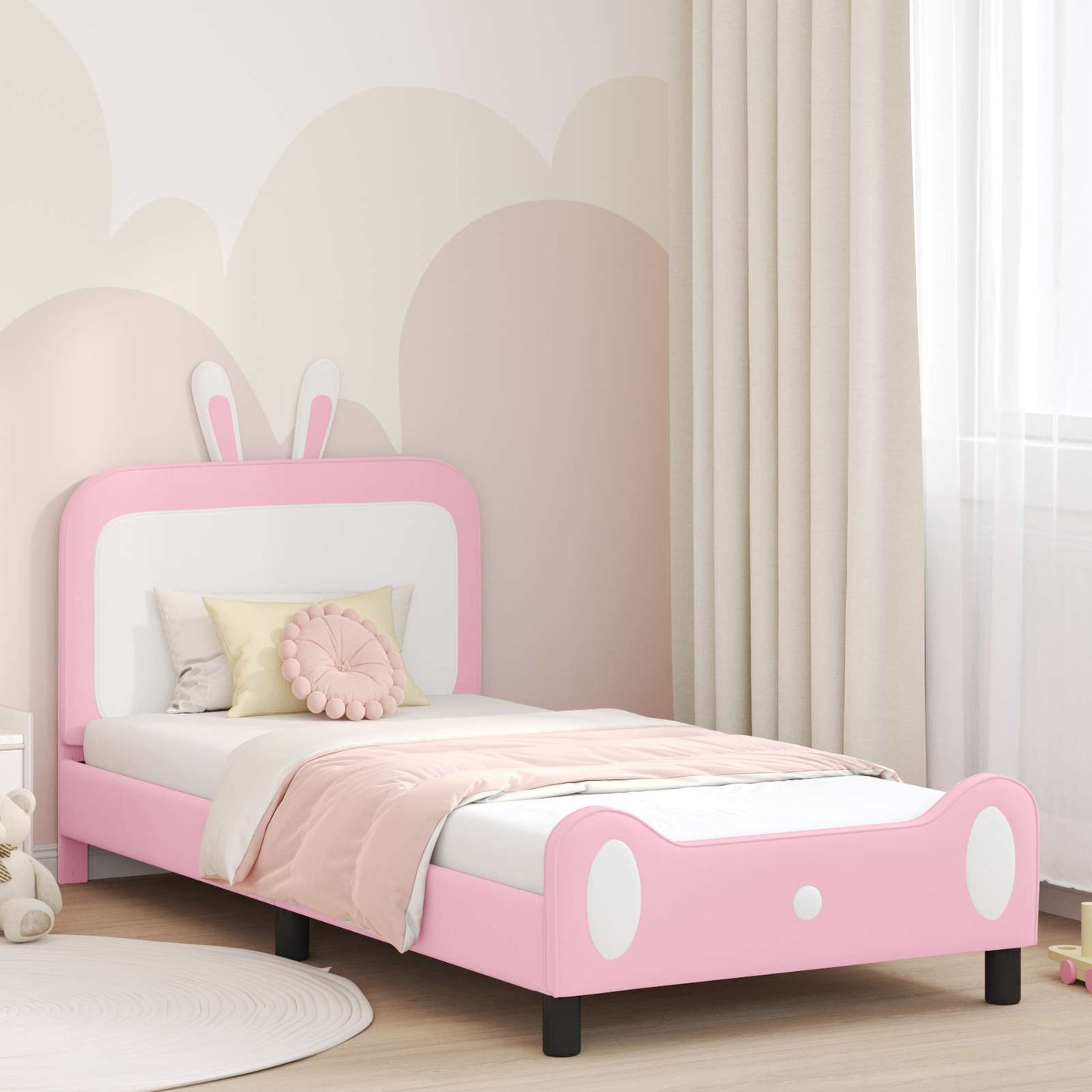 Struttura letto bambini con testata Rosa 90 x 190 cm PU | homemem39