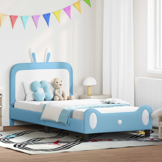 Struttura letto bambini con testata Blu 90 x 190 cm PU | homemem39