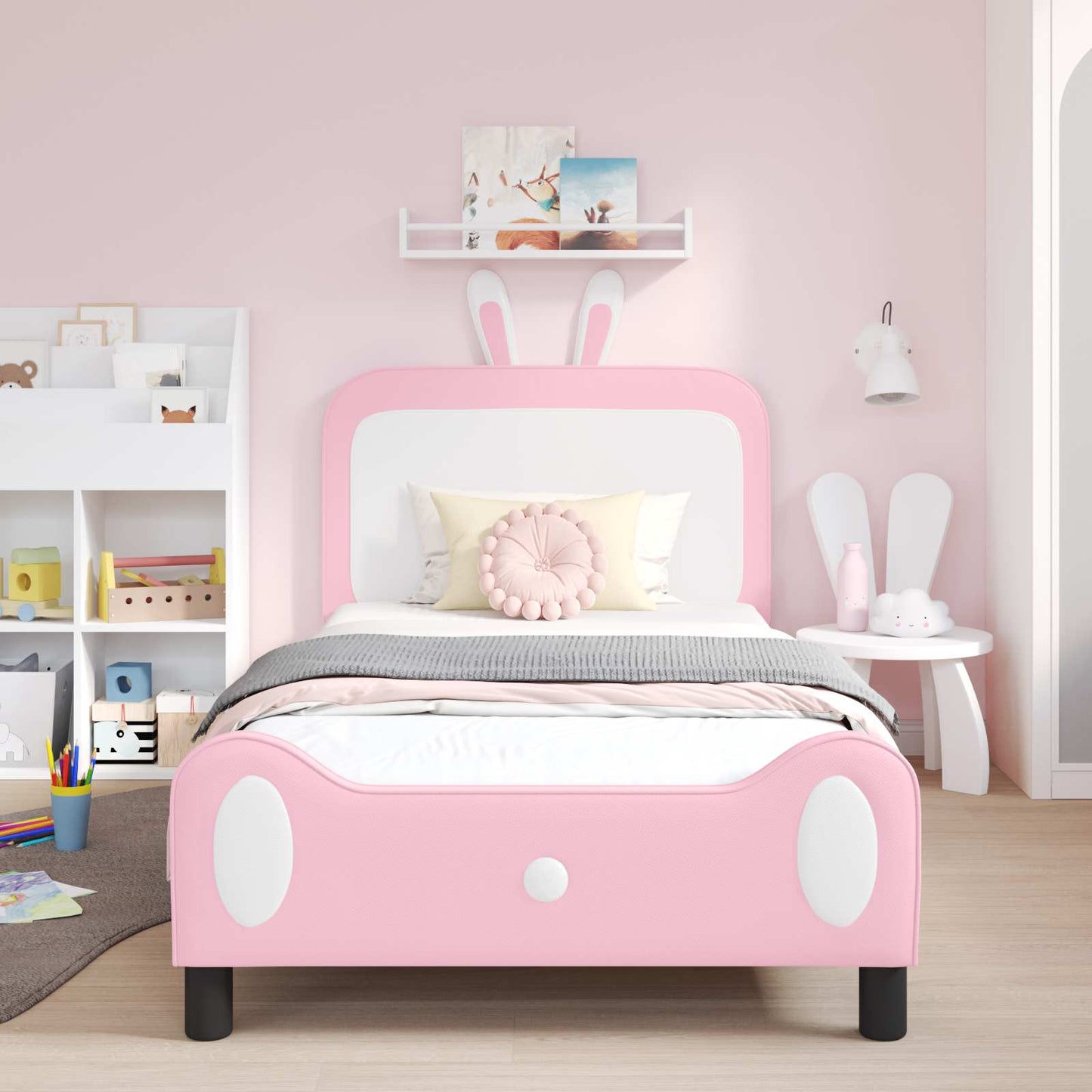 Struttura letto bambini con testata Rosa 90 x 200 cm PU | homemem39