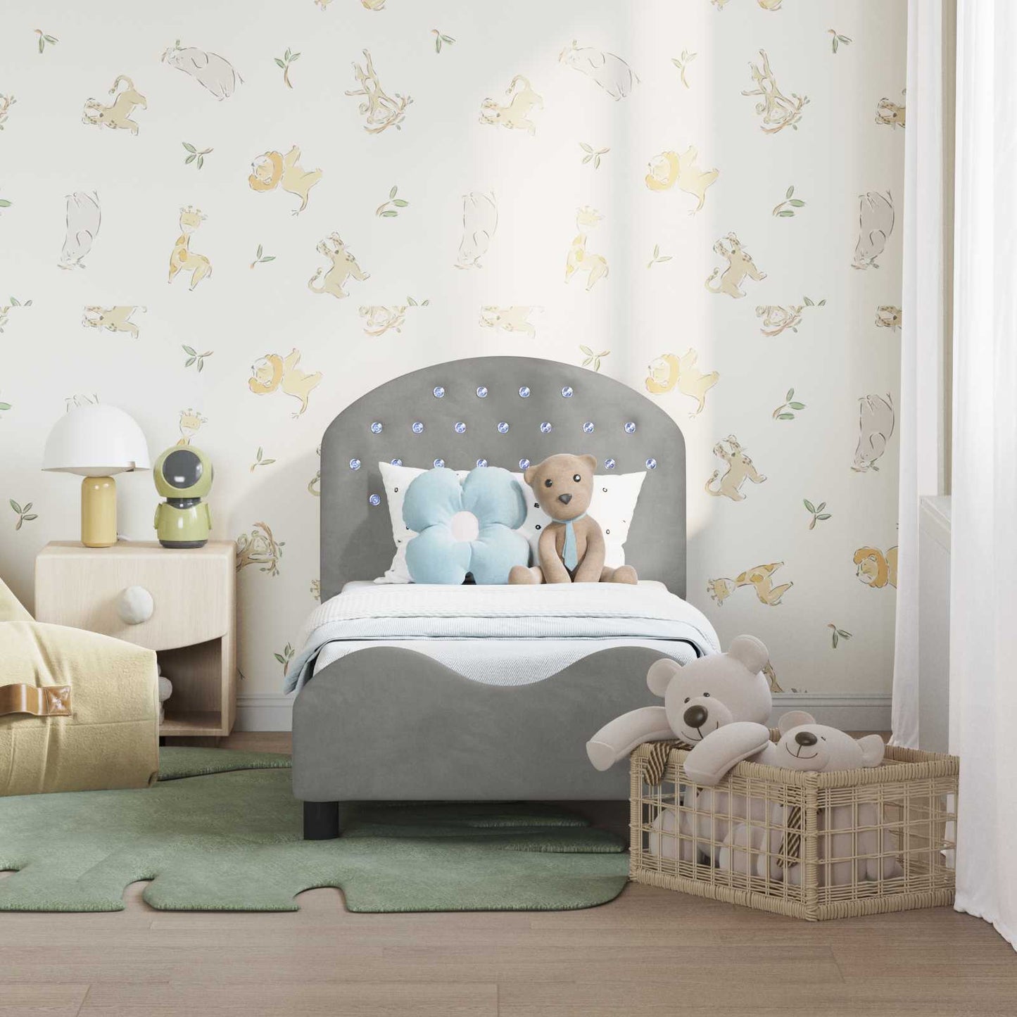 Struttura letto per bambini con testata Grigio Chiaro Velluto | homemem39