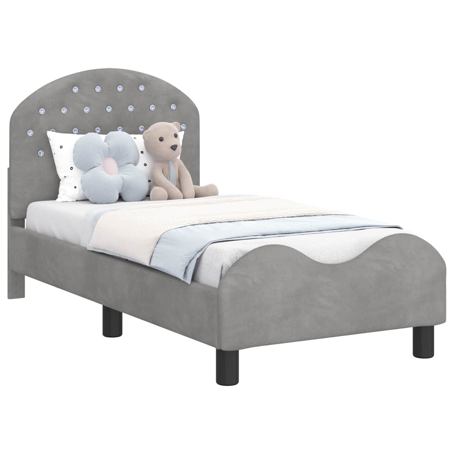 Struttura letto per bambini con testata Grigio Chiaro Velluto | homemem39