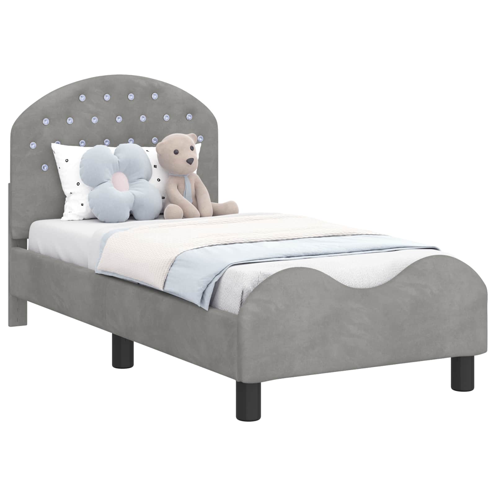 Struttura letto per bambini con testata Grigio Chiaro Velluto | homemem39