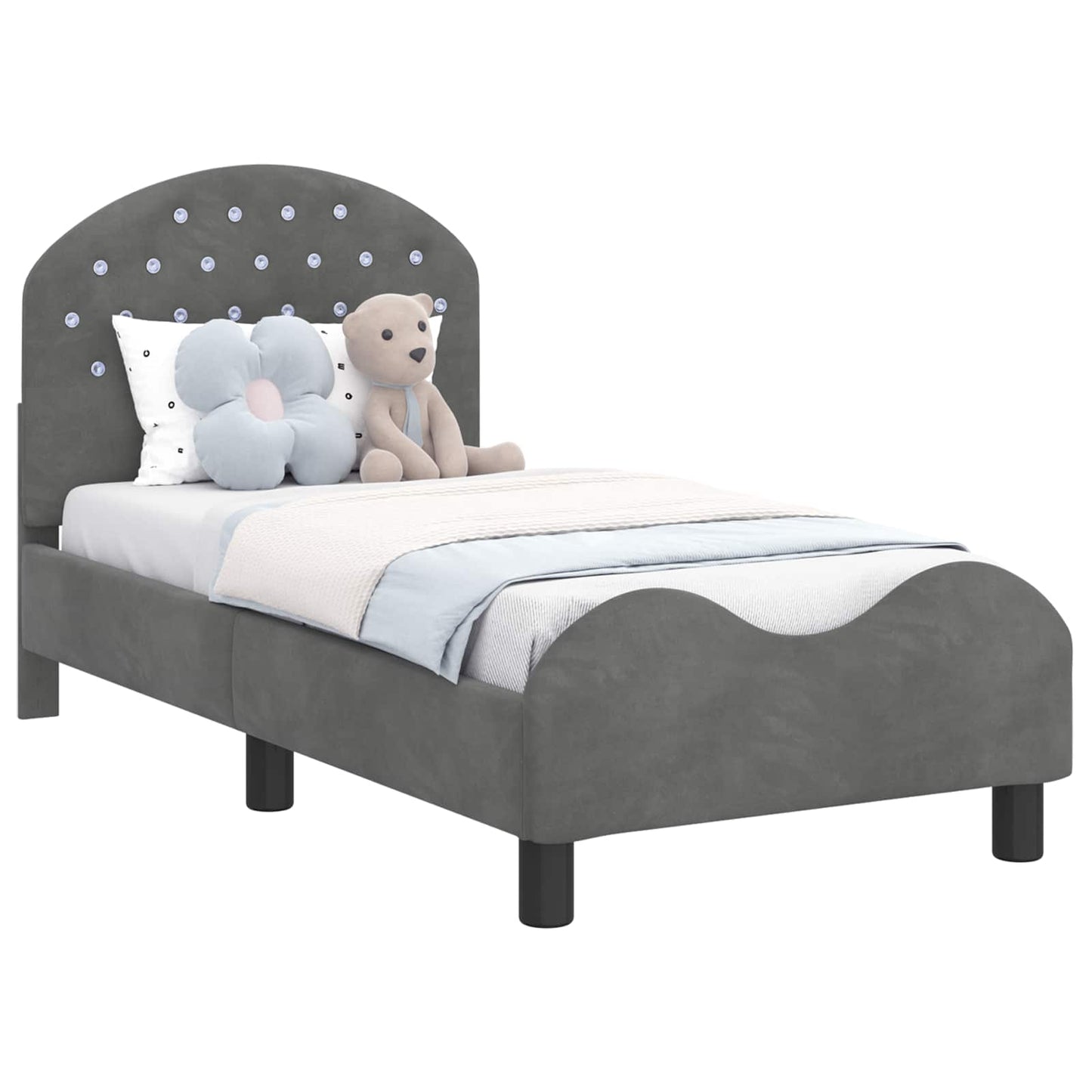 Struttura letto per bambini con testata Grigio Scuro Velluto | homemem39
