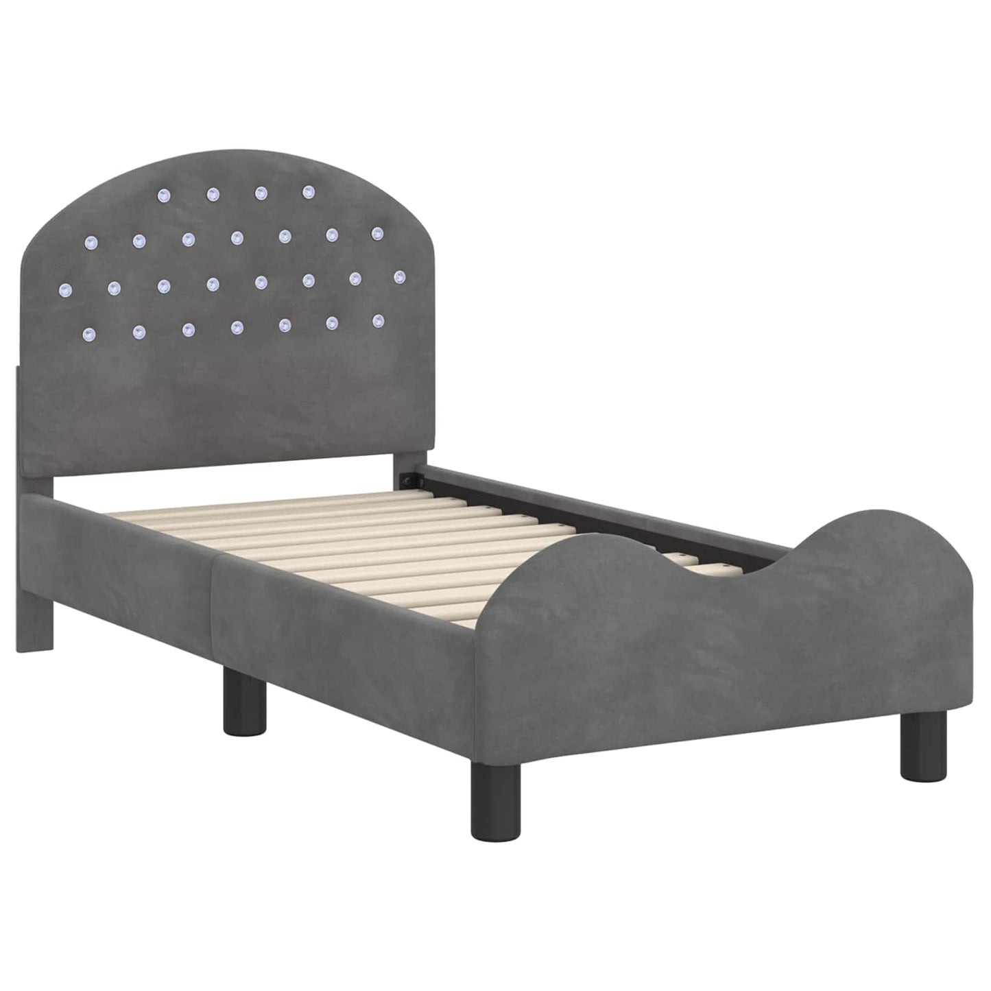 Struttura letto per bambini con testata Grigio Scuro Velluto | homemem39