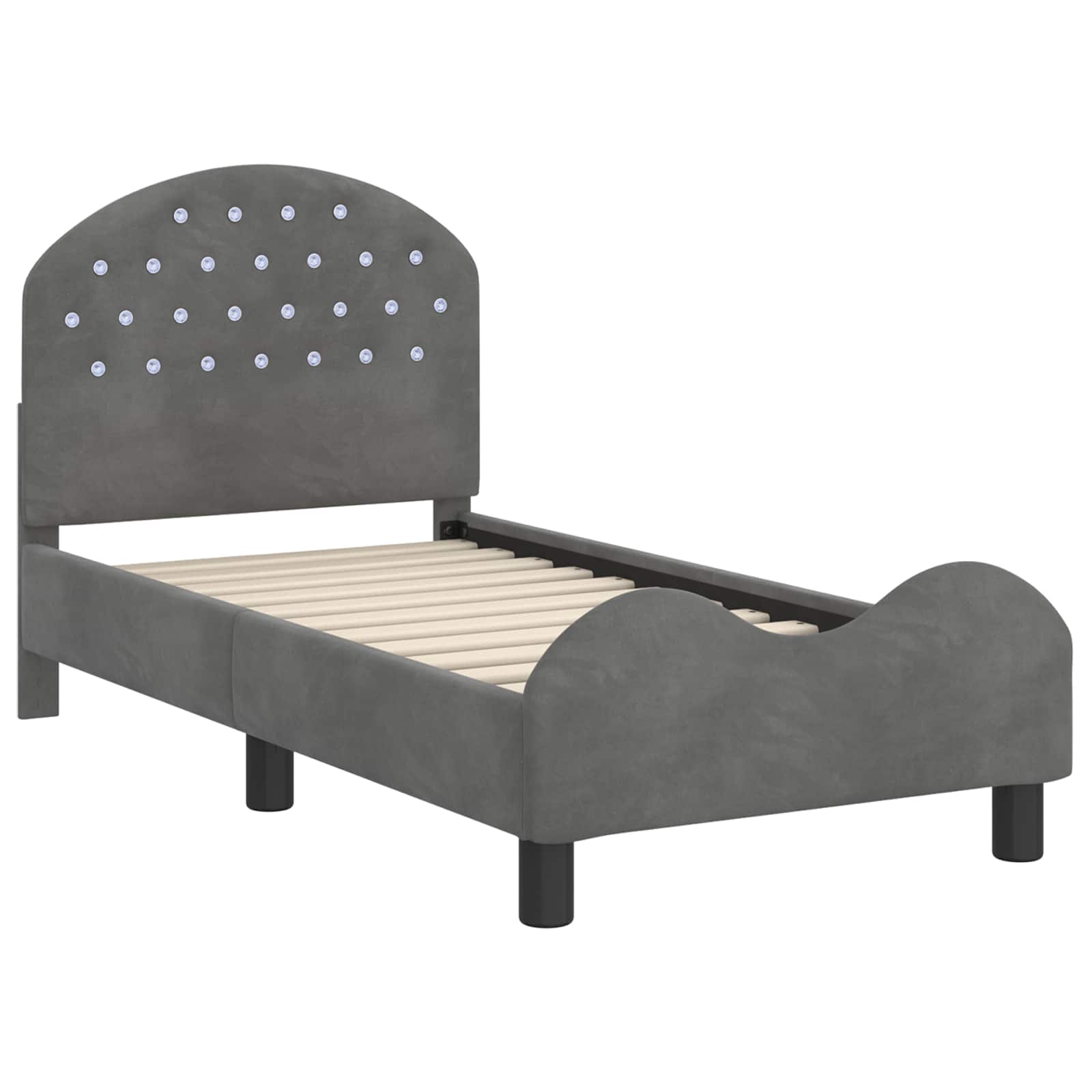 Struttura letto per bambini con testata Grigio Scuro Velluto | homemem39