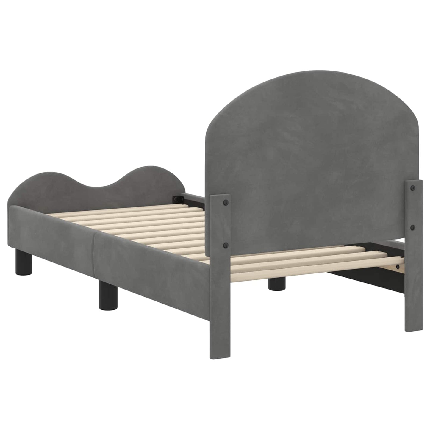 Struttura letto per bambini con testata Grigio Scuro Velluto | homemem39