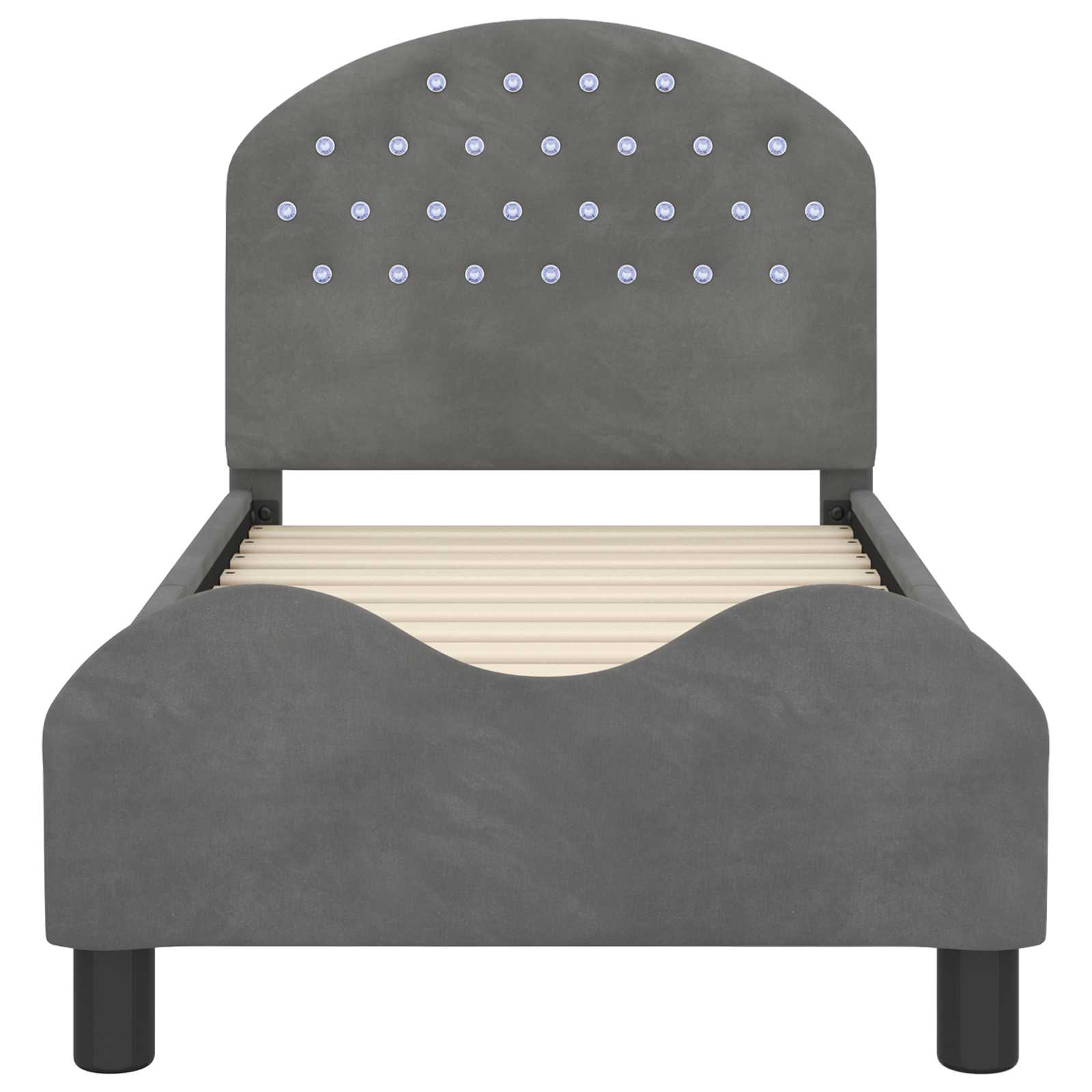 Struttura letto per bambini con testata Grigio Scuro Velluto | homemem39