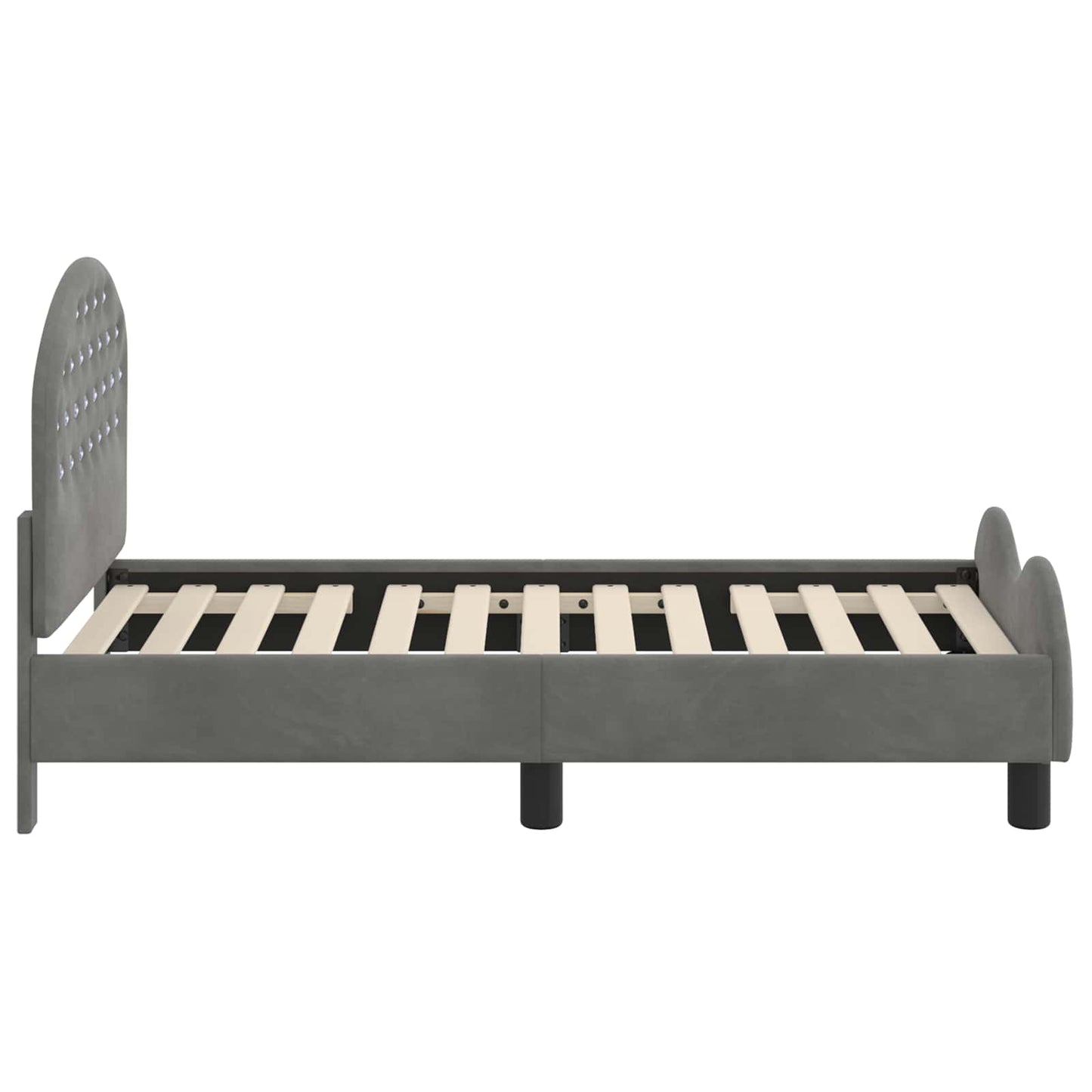 Struttura letto per bambini con testata Grigio Scuro Velluto | homemem39