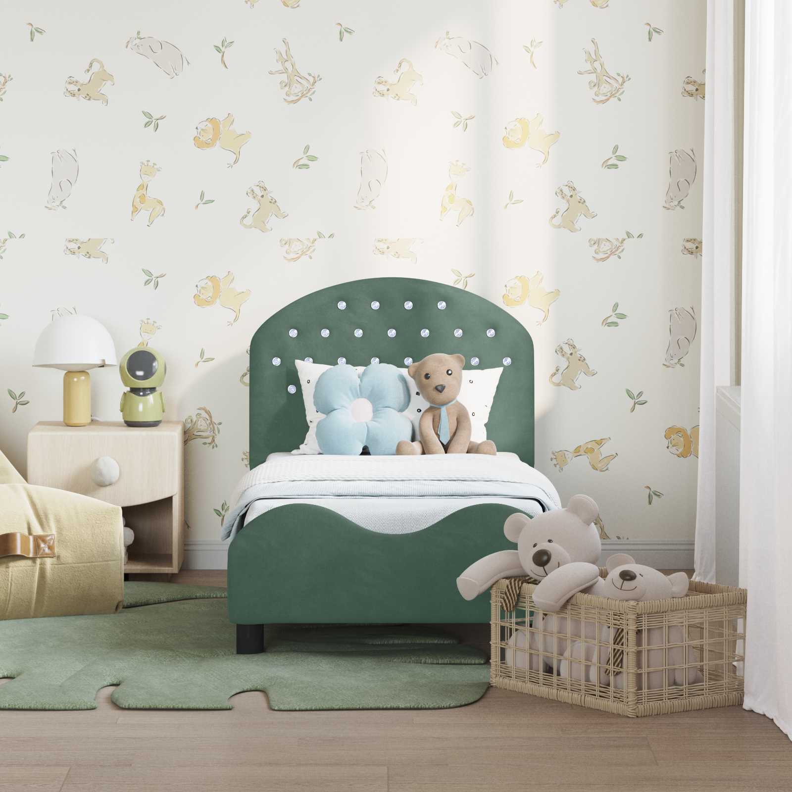 Struttura letto per bambini con testata Verde Mare 70 x 140 cm | homemem39