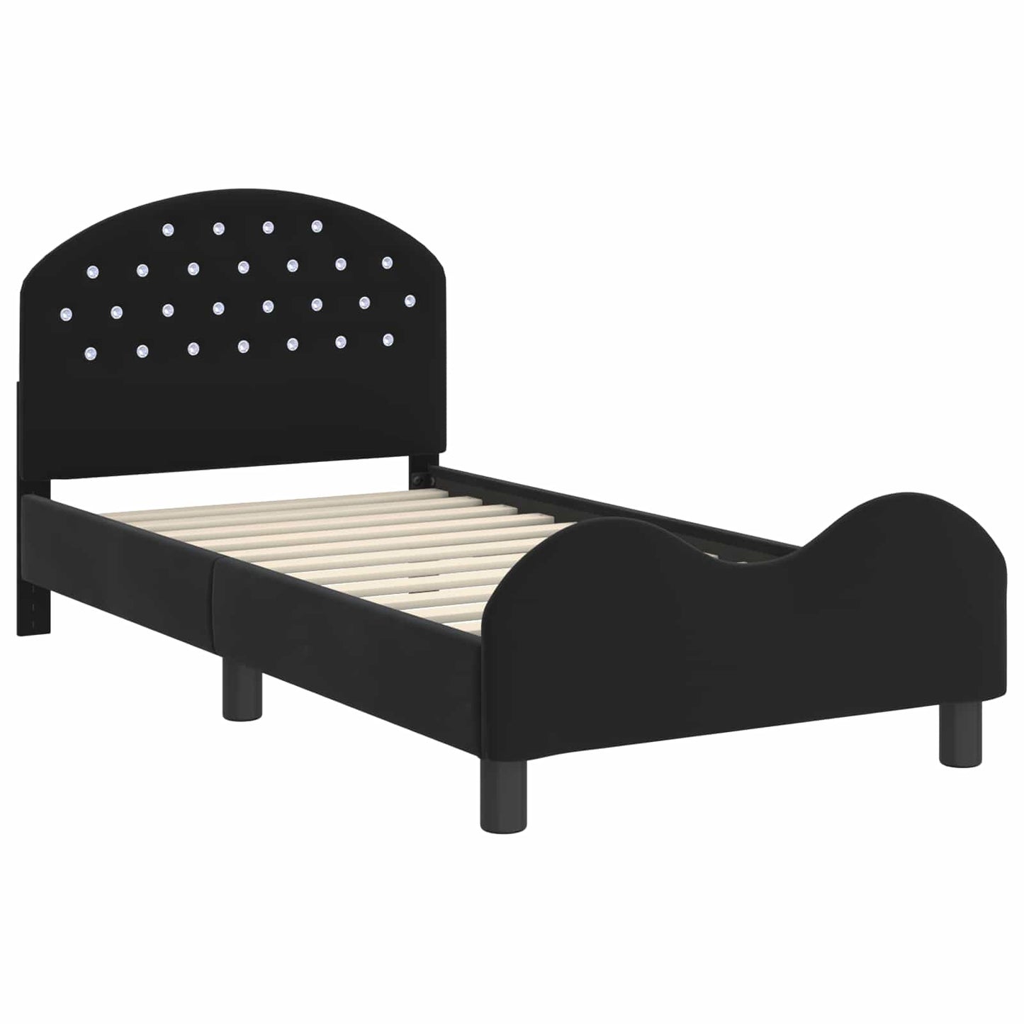 Struttura letto bambini con testata Nero 80 x 160 cm Velluto | homemem39