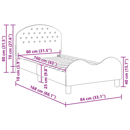 Struttura letto bambini con testata Viola 80 x 160 cm Velluto | homemem39
