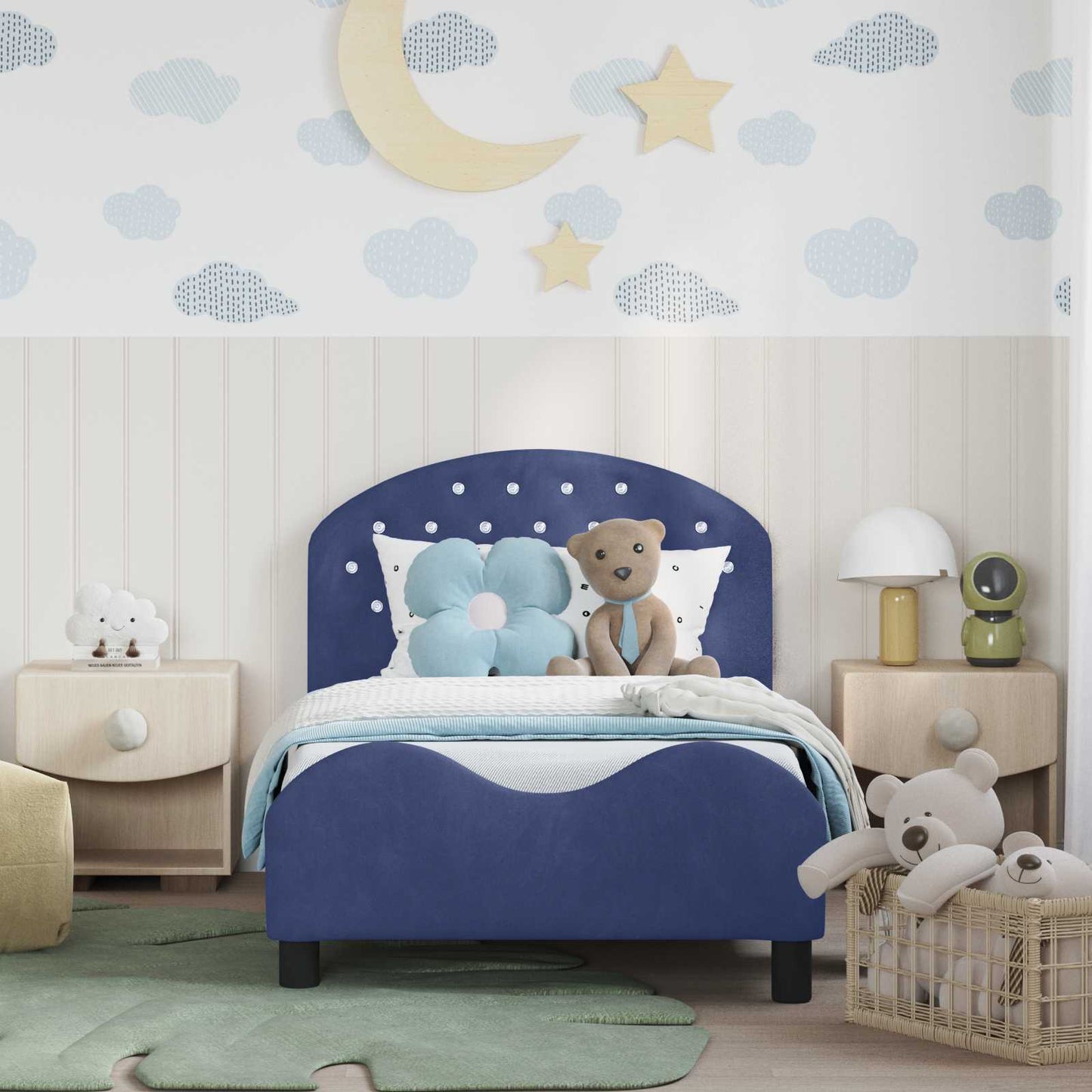 Struttura letto bambini con testata Blu Polizia 80 x 160 cm