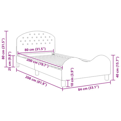 Struttura letto bambini con testata Nero 80 x 200 cm Velluto | homemem39