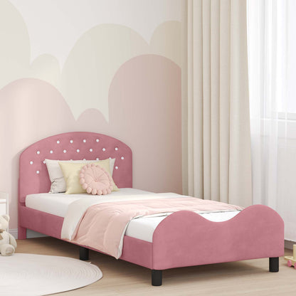 Struttura letto bambini con testata Rosa 80 x 200 cm Velluto