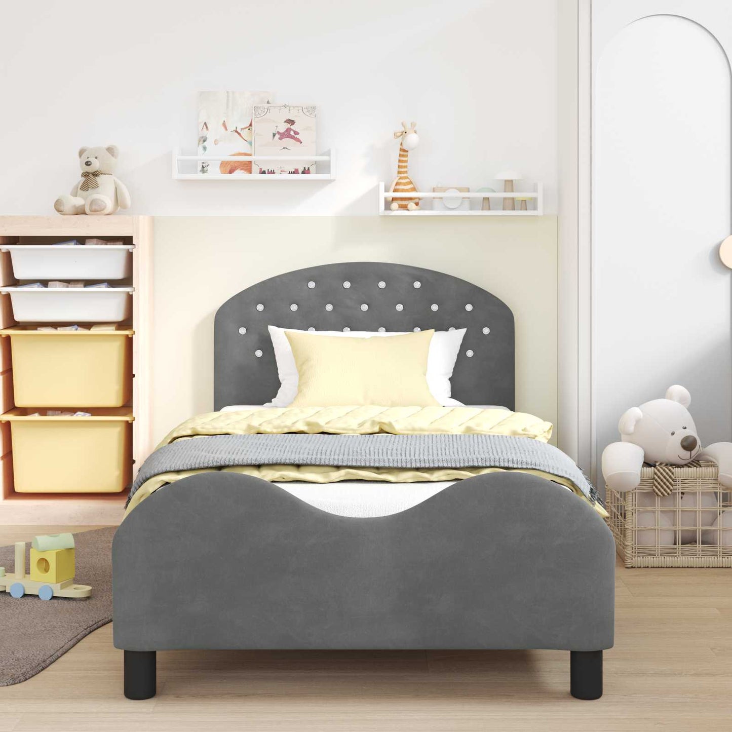 Struttura letto bambini con testata Grigio scuro 90 x 190 cm