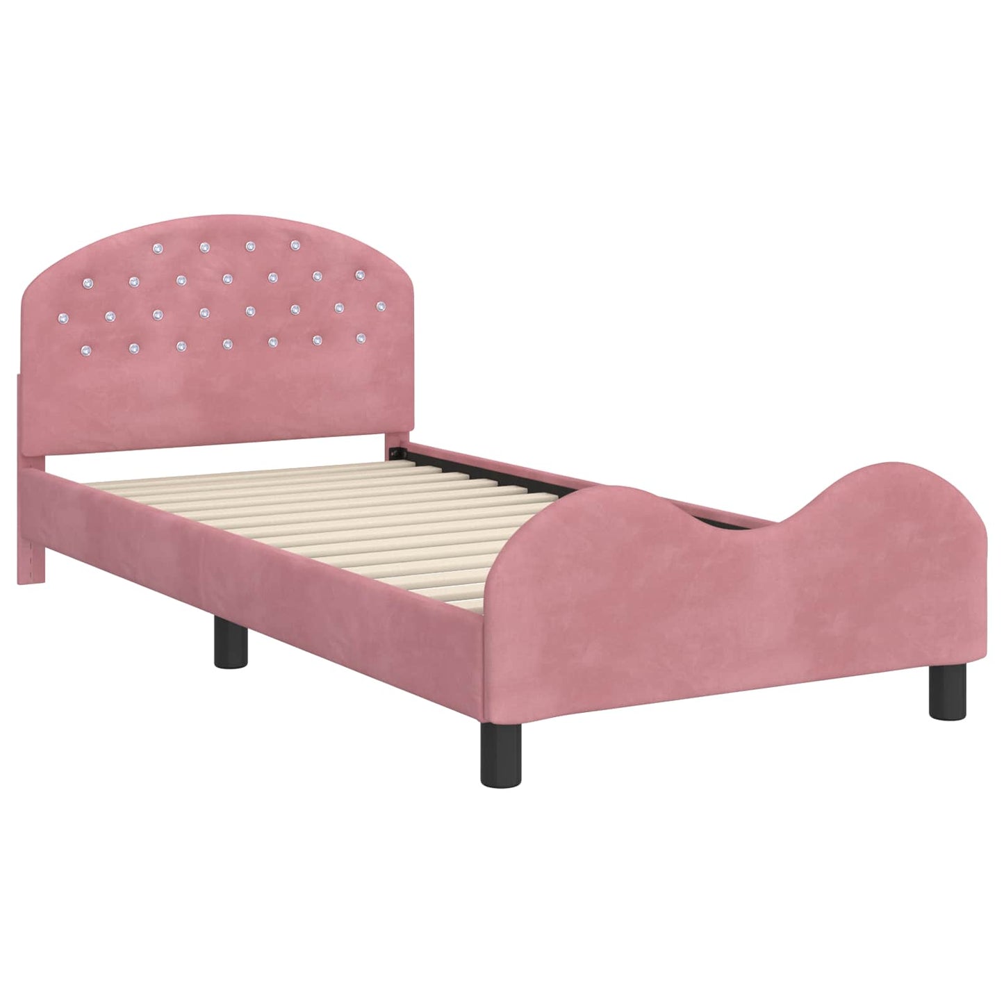 Struttura letto bambini con testata Rosa 90 x 190 cm Velluto