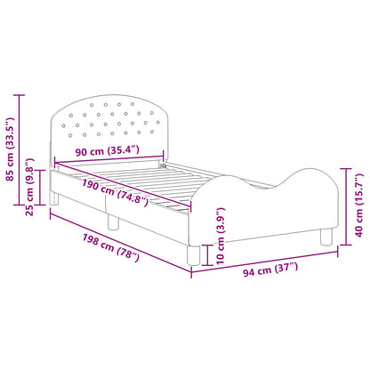 Struttura letto bambini con testata Viola 90 x 190 cm Velluto
