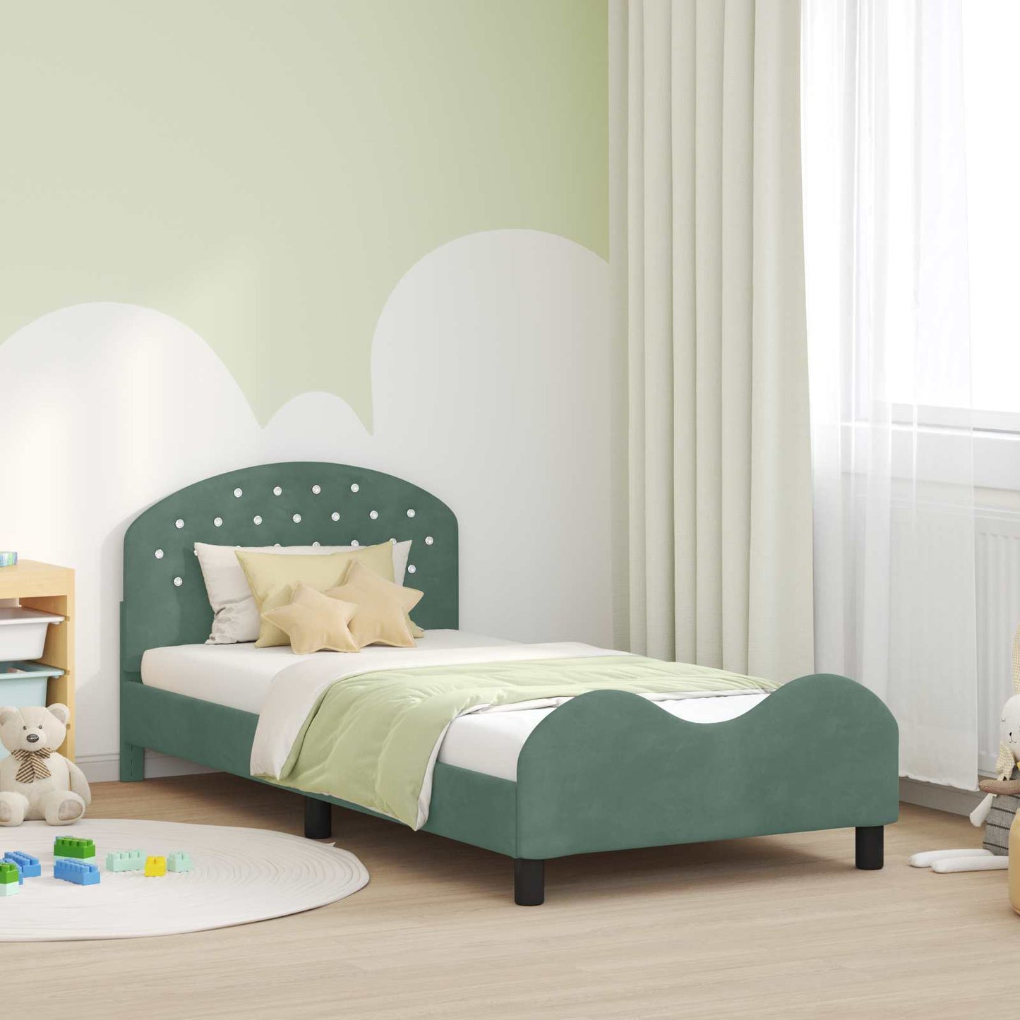 Struttura letto bambini con testata Verde Mare 90 x 190 cm