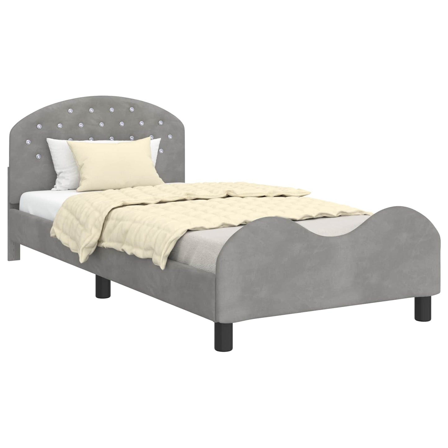 Struttura letto bambini con testata Grigio chiaro 90 x 200 cm