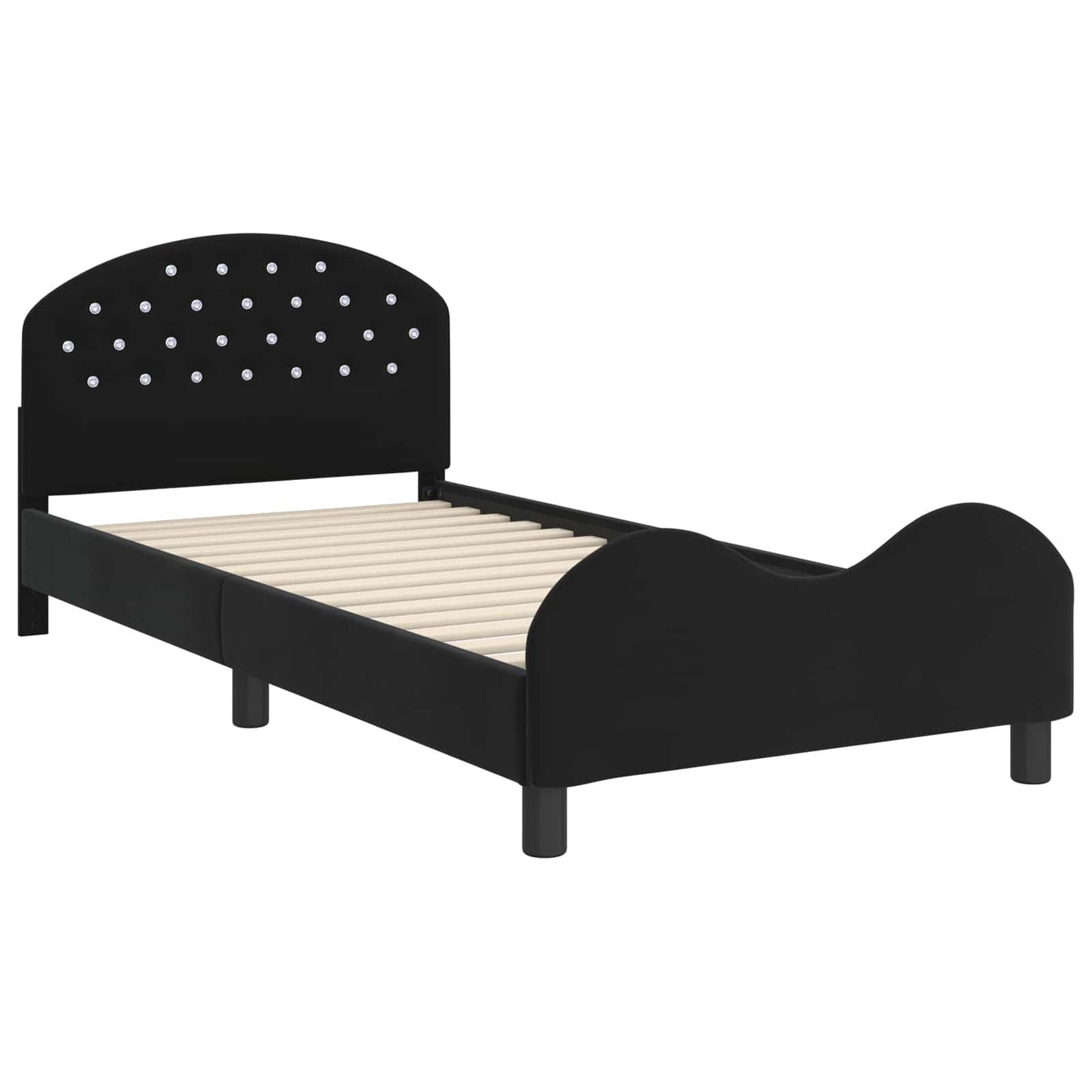 Struttura letto bambini con testata Nero 90 x 200 cm Velluto