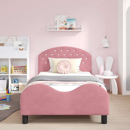 Struttura letto bambini con testata Rosa 90 x 200 cm Velluto