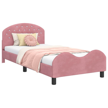 Struttura letto bambini con testata Rosa 90 x 200 cm Velluto