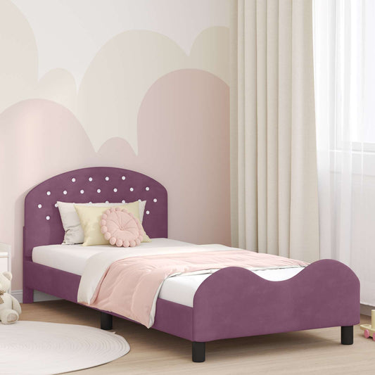 Struttura letto bambini con testata Viola 90 x 200 cm Velluto
