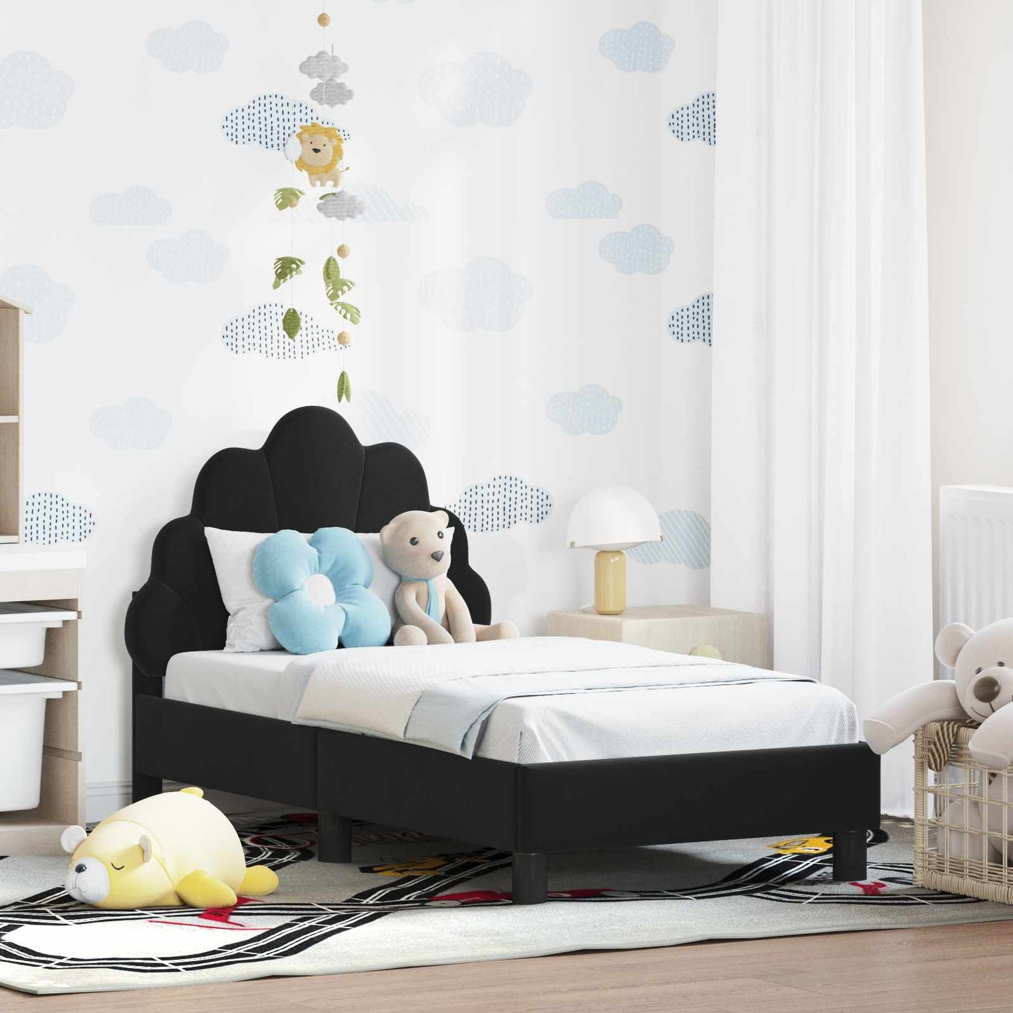 Struttura letto per bambini con testata Nero 70 x 140 cm