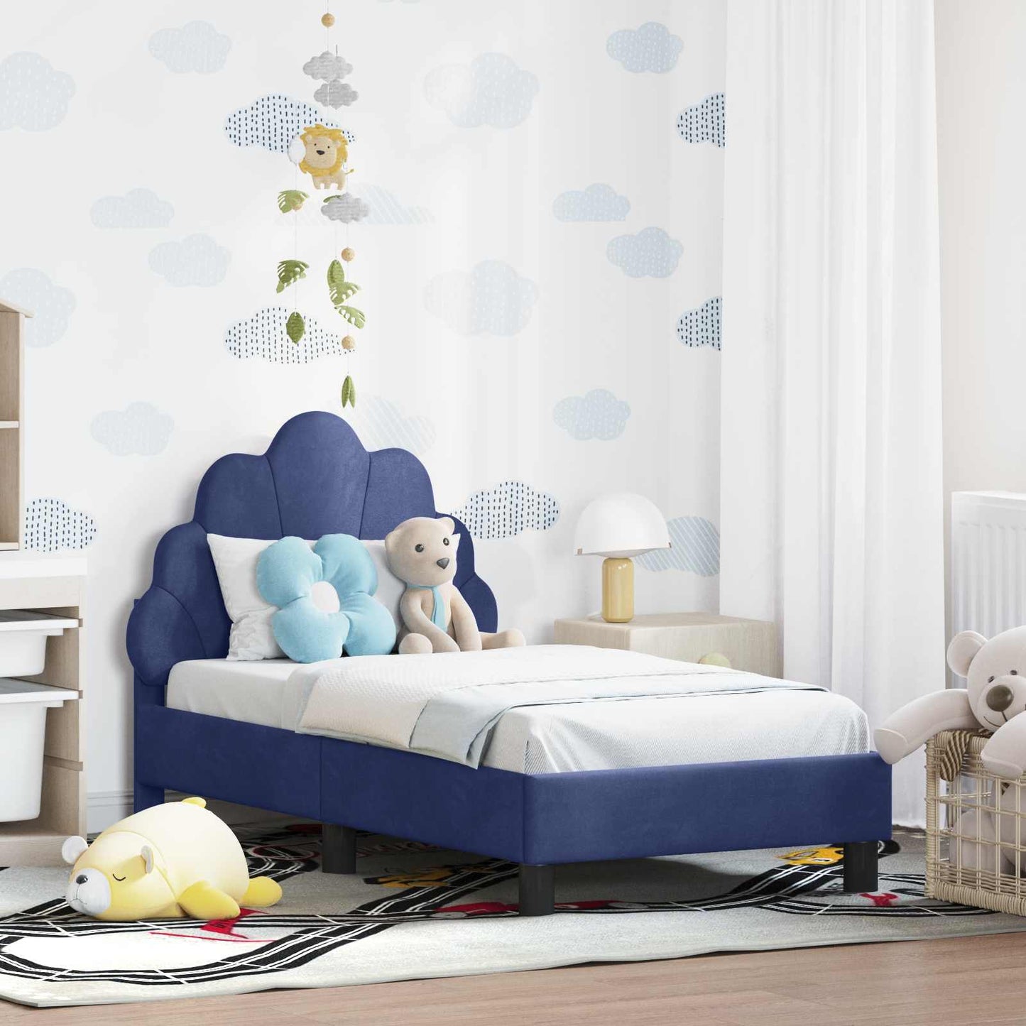Struttura letto per bambini con testata Blu Polizia 70 x 140 cm