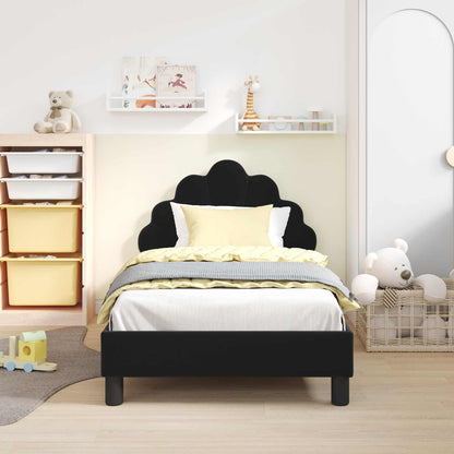 Struttura letto bambini con testata Nero 80 x 160 cm Velluto