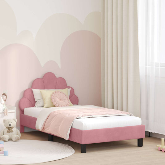 Struttura letto bambini con testata Rosa 80 x 160 cm Velluto