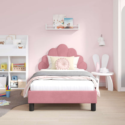 Struttura letto bambini con testata Rosa 80 x 160 cm Velluto