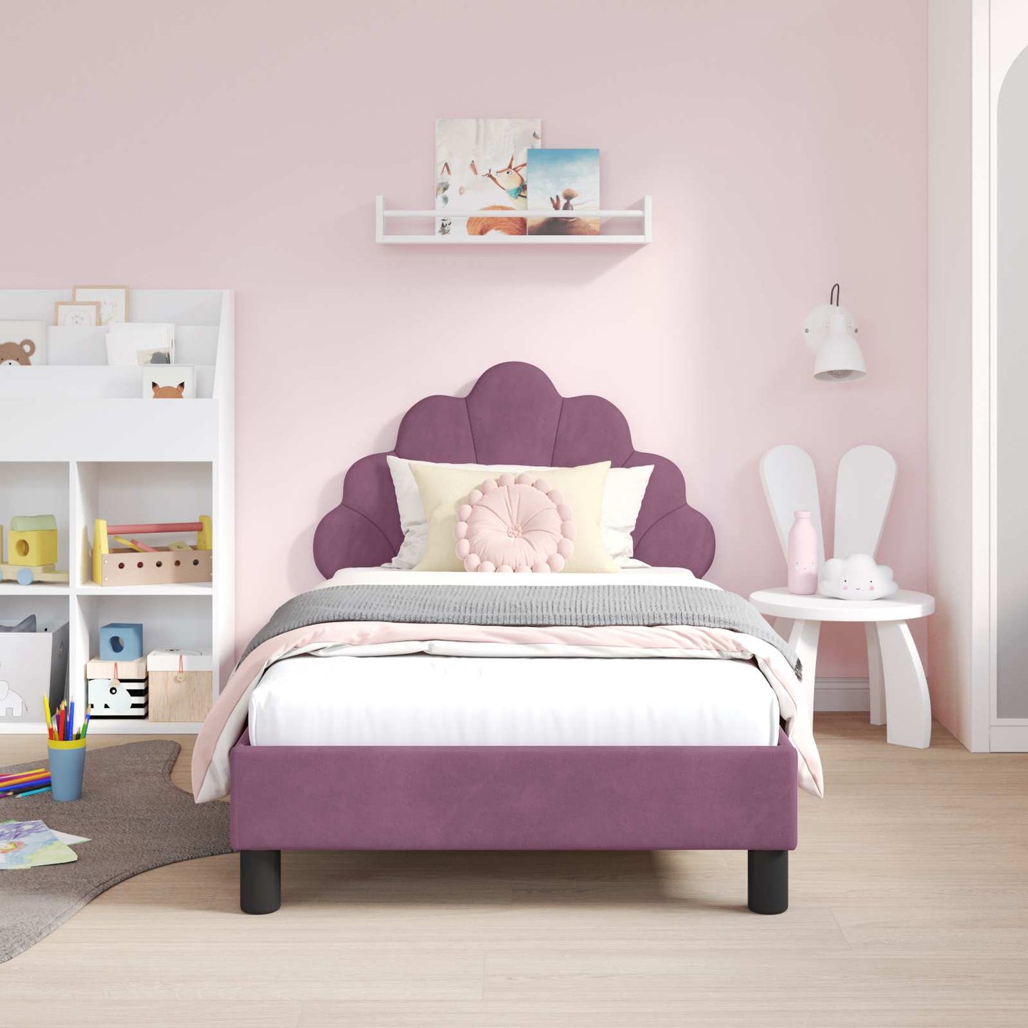 Struttura letto bambini con testata Viola 80 x 160 cm Velluto