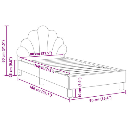 Struttura letto bambini con testata Viola 80 x 160 cm Velluto
