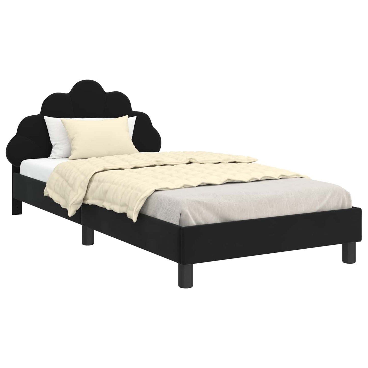 Struttura letto bambini con testata Nero 80 x 200 cm Velluto