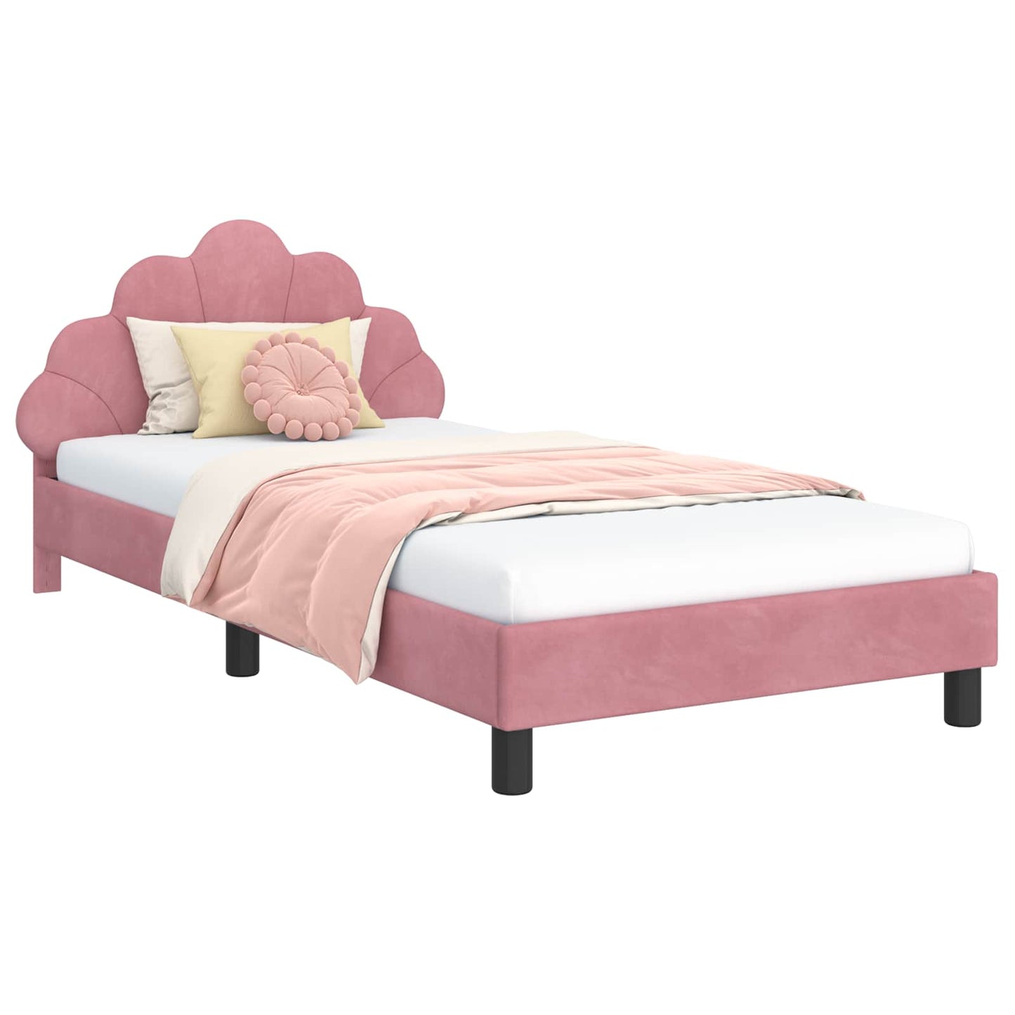Struttura letto bambini con testata Rosa 80 x 200 cm Velluto