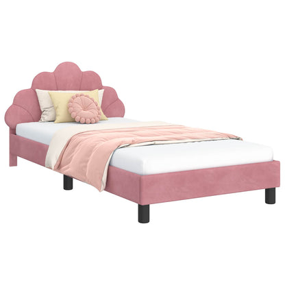 Struttura letto bambini con testata Rosa 80 x 200 cm Velluto