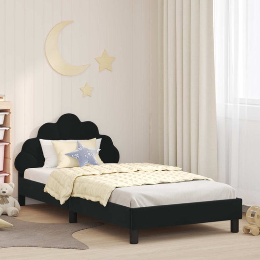 Struttura letto bambini con testata Nero 90 x 190 cm Velluto