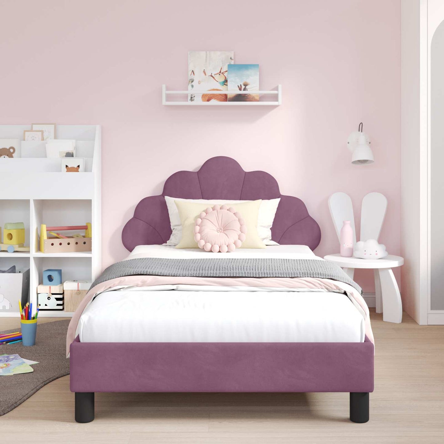 Struttura letto bambini con testata Viola 90 x 200 cm Velluto