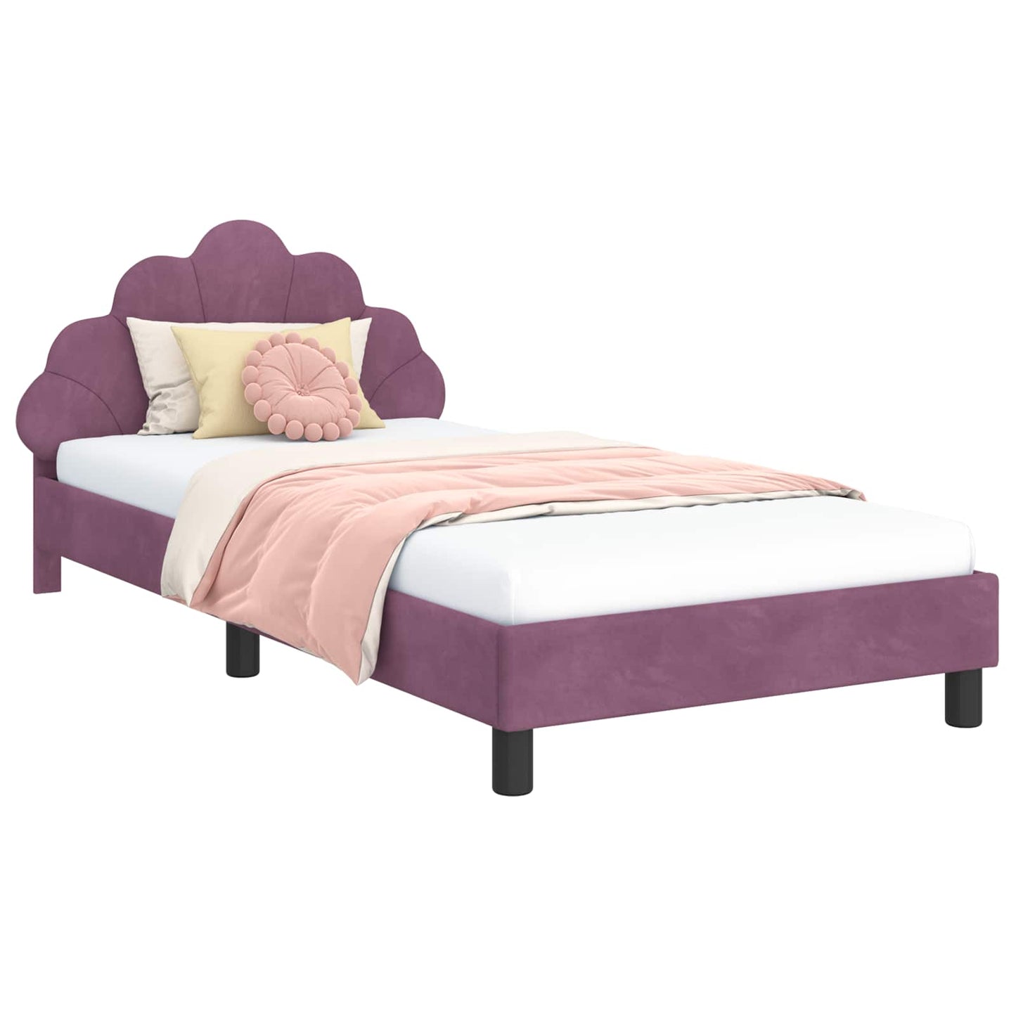 Struttura letto bambini con testata Viola 90 x 200 cm Velluto