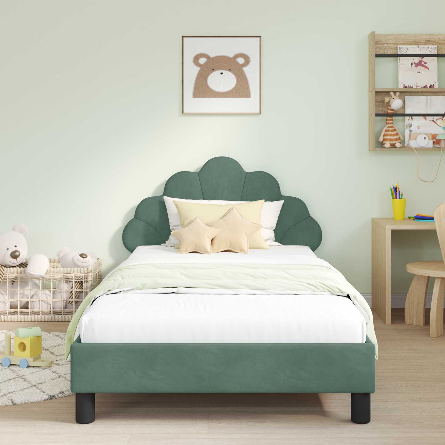 Struttura letto bambini con testata Verde Mare 90 x 200 cm