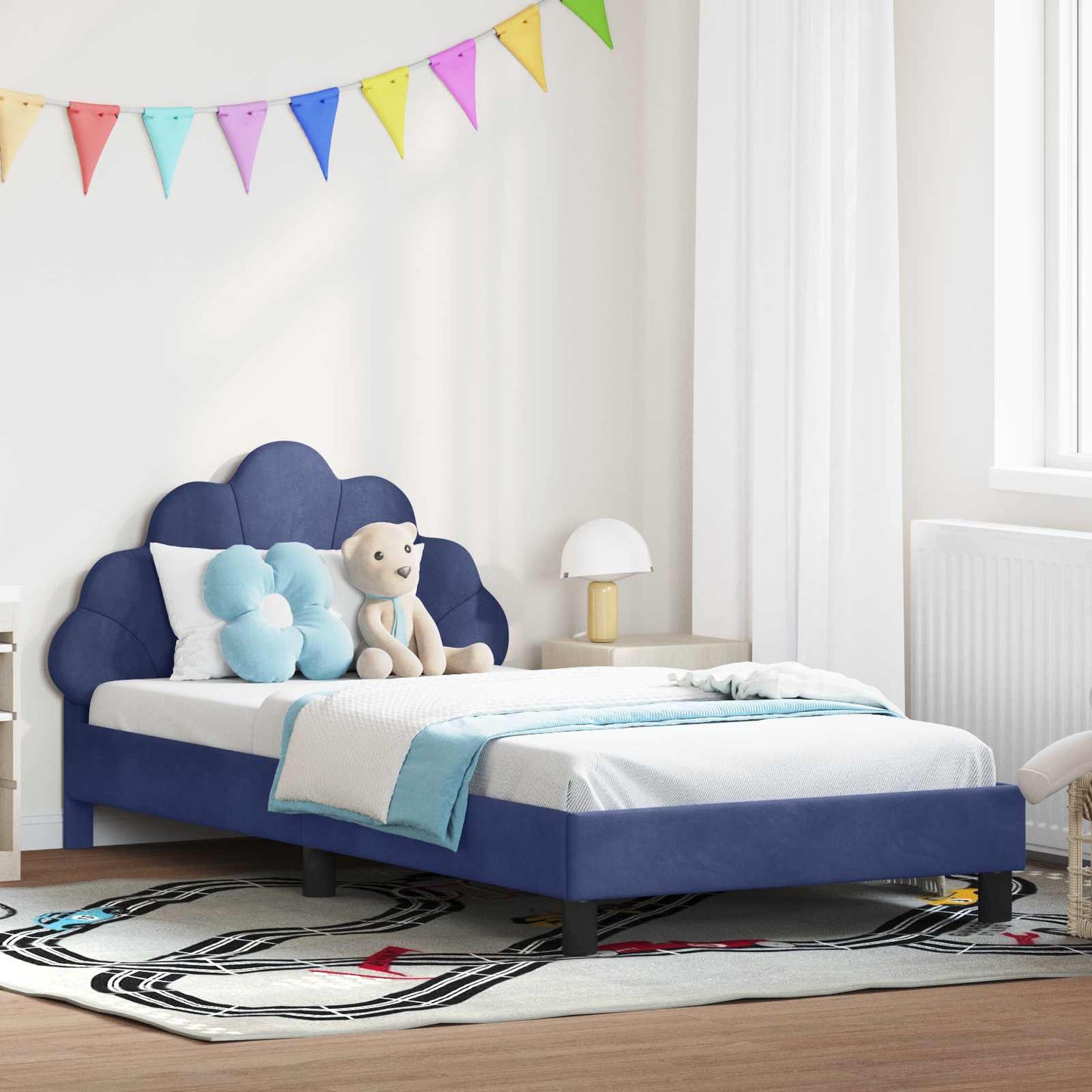 Struttura letto bambini con testata Blu Polizia 90 x 200 cm