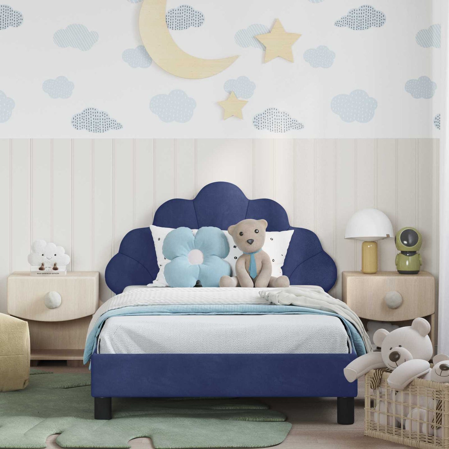 Struttura letto bambini con testata Blu Polizia 90 x 200 cm