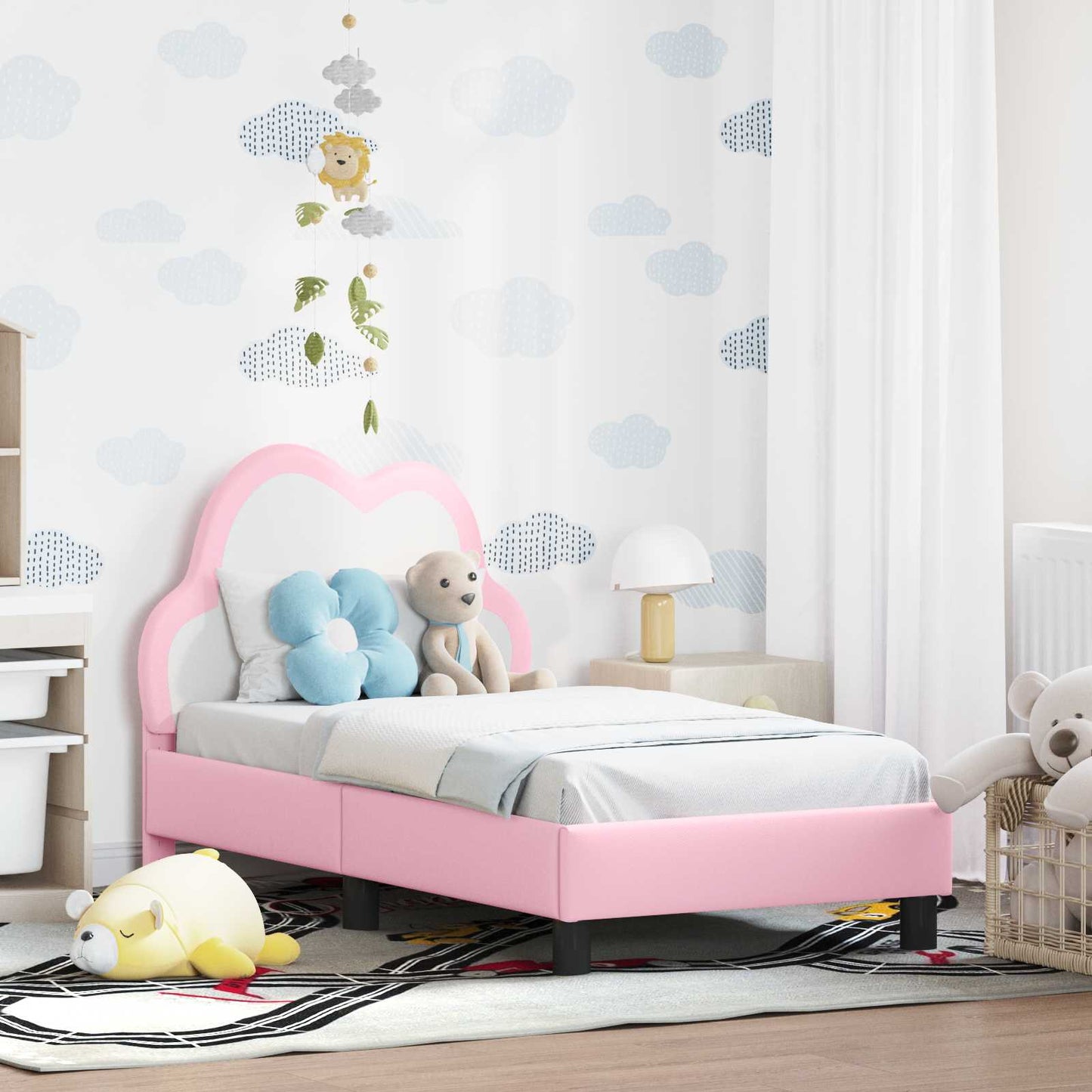 Struttura letto per bambini con testata Rosa 70 x 140 cm PU