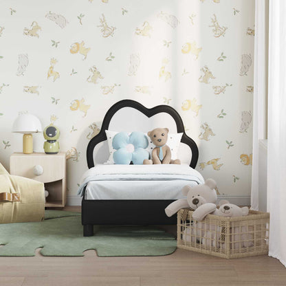 Struttura letto per bambini con testata Nero 70 x 140 cm PU