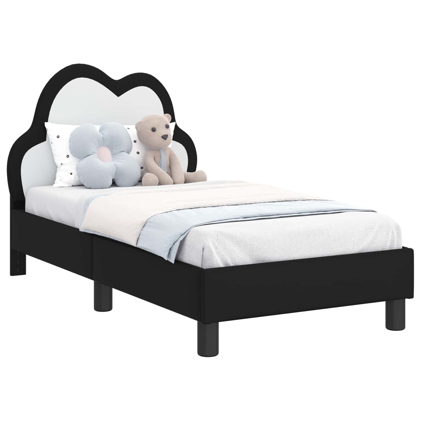 Struttura letto per bambini con testata Nero 70 x 140 cm PU