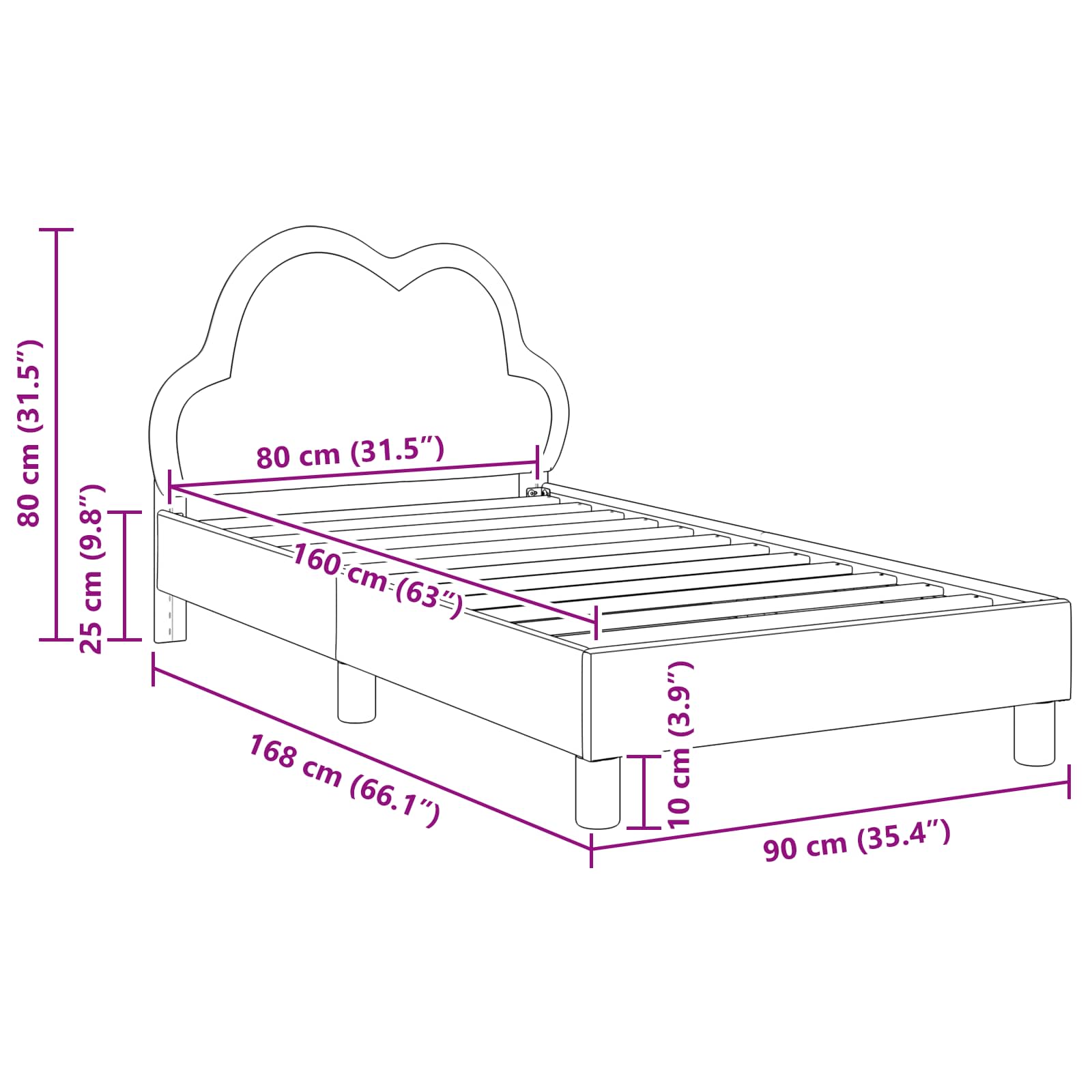 Struttura letto bambini con testata Grigio Chiaro 80 x 160 cm | homemem39